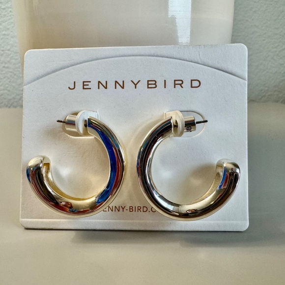 Jenny Bird Polished Silver Doune Hoops High NWT Jewelry $138 - Picture 3 of 3